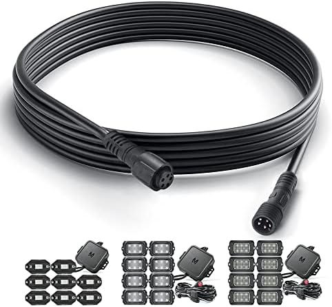 MictUning 17,5 '' V1 RGBW LED тркала за прстенести светла комплет пакет со кабел за жица за продолжување од 10ft 5pin