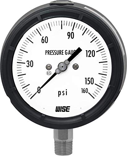 Мудар цврст мерач на притисок од типот со термопластичен случај P359 125mm бирање, 1/2 NPT, долна врска, 0 ~ 160psi, 0,5% точност, направена