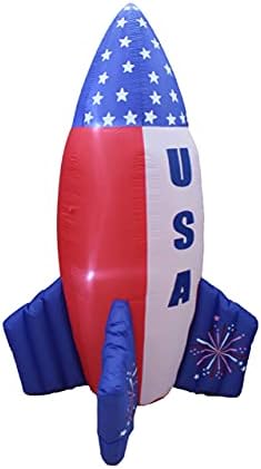 Три пакети за украси на патриотски забави, вклучува 6 нозе високи 4 -ти јули на надувување на ракетен брод, 5 нозе со надувување на надувување