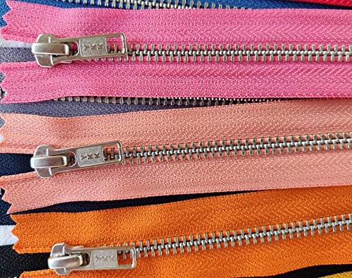 Сребрени алуминиумски метални патенти - 25 мешани бои - YKK No. 5 Zippers - 14 инчи - За торби за шиење занаети од CraftBot