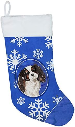 Богатства на Каролина CK3939CS Зимски снегулки Триколор Кавалиер Спаниел Божиќно порибување, камин што виси чорапи Божиќна сезона забава