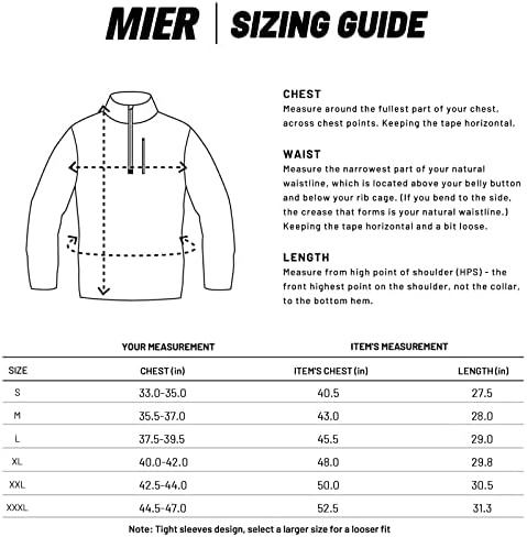 Mier Men's 1/4 Zip Pulverover Долги ракави Атлетични кошули - UPF 50+ суво вклопување трчање пешачење риболов маичка со џеб