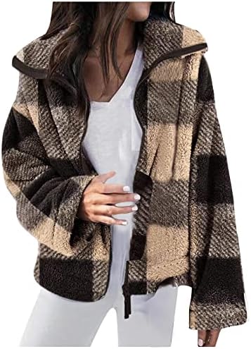 Женска обична плус големина руно јакна Зимска нејасна факс стрижење топол пулвер палто за надворешна облека