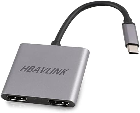 USB C до HDMI адаптер 4K 60Hz, HbavLink Dual Monitor HDMI Splitter Extended Display, USB-C до двојниот HDMI адаптер за лаптоп, USBC MST Hub Computible
