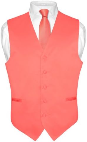 Машки фустан елек и вратот цврста корална розова боја вратоврска вратоврска за костум или смоки