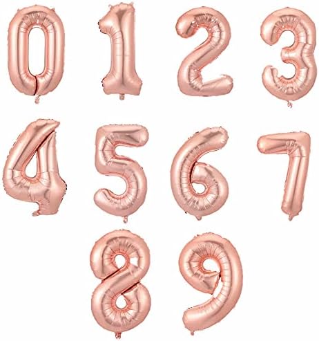 Розово злато број 6 во форма на балон со фолија - 30 I пакет од 1