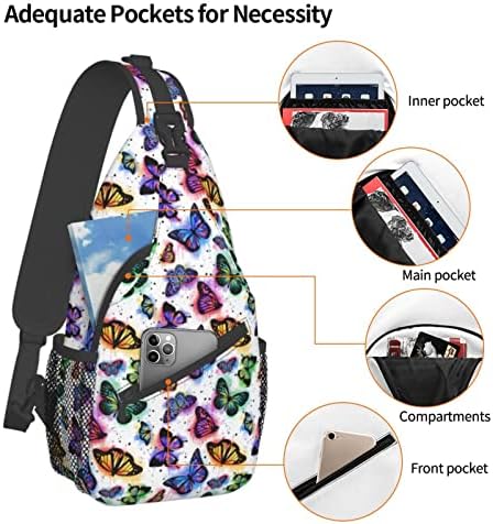 Biunnru пеперутка прашка дневни пакувања крстосници ранец торба за градите лесна торба за рамо патување пешачење велосипедизам за мажи жени