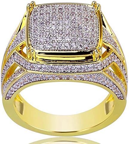 Мажи венчален прстен моден квадрат кубни цирконија ангажман прстен мажи бизнис симулиран дијамантски прстен за роденденски подароци ветувачки