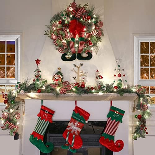 Валери Медлин Црвена Зелена Бела Божиќна Декорација Пакет | 108ct Топка Орнаменти + 30 инчен Божиќен Венец + 9 Стапки Божиќна Венец