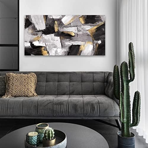 Tidoes wallидни слики за дневна соба украс Апстрактна платно wallидна уметност црна уметност wallид декор неутрален златен wallид украси за