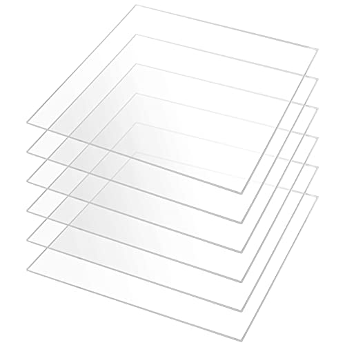Jeuihau 6 пакет 12 x 12 инчи чист акрилен лист, 0,12 инчен дебел чист плексиглас лист со заштитен филм за занаетчиски проекти,