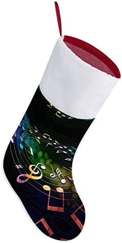 Шарени музички белешки Печатени Божиќни висечки чорапи за порибување за Божиќно дрво за одмор дома