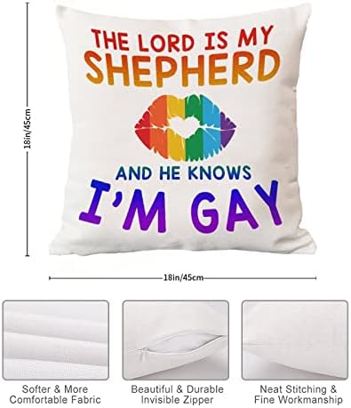 Лезбејска геј гордост Пансексуална трансродова фрлање перница покритие Господ е мојот овчар и тој знае дека сум геј перница кутија за перница