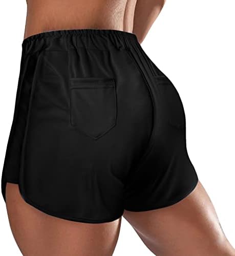 Илугу женски цврста цврста праска вежба за вежбање јога шорцеви со џебови