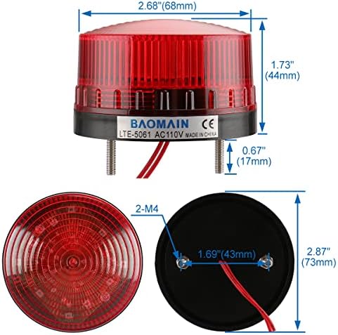 Баомаин индустриски сигнал Предупредување за ламба за црвена светлина за предупредување LTE-5061 AC 110V 3W
