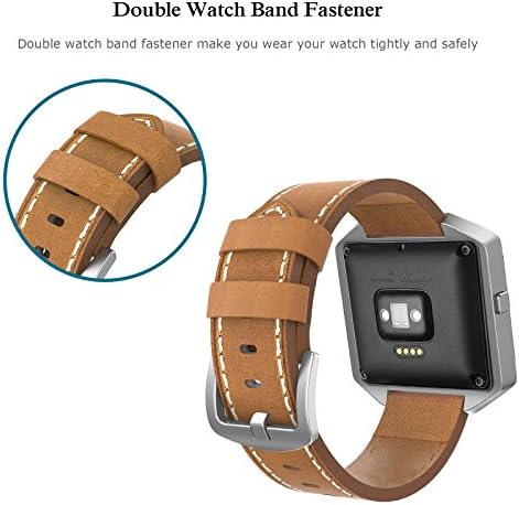 Swees кожни ленти компатибилни со Fitbit Blaze Smart Watch, оригинален опсег за замена на кожа со метална рамка мала и голема за жени мажи,