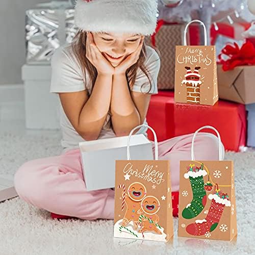 24 парчиња Божиќен Крафт торби за подароци 12 Стилови