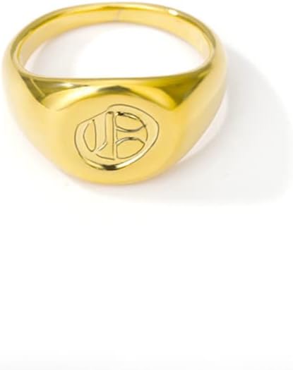 T3STORE минималистички накит Ретро иницијали ringвонат за мажи A-Z Old Ald English Letters Name Plate Rings Gold Lady-златна боја-8-67116