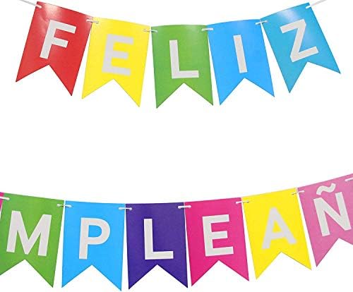 Шарени Фелиз Cumpleagnos Банер, Среќен Роденден Банер, Фиеста Тема Роденден Декорација