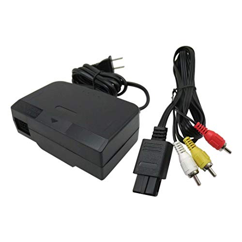 Снабдување со напојување со напојување со AC адаптер и кабел за кабел за AV за Nintendo 64