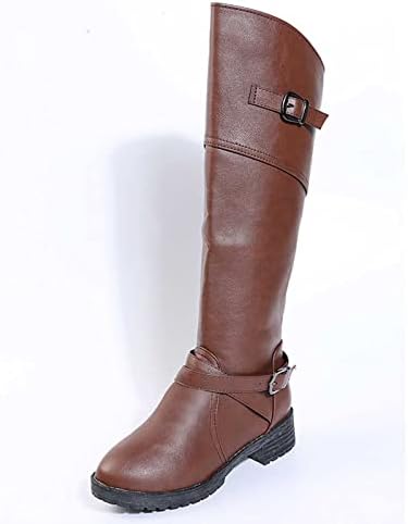 Зимски чизми за Sinzelimin за жени чевли над коленото чизми за колена со ниска потпетица со висока чизма без лизгање на средно-калф