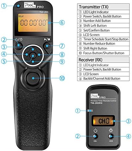 Pixel TW-283 E3 безжичен бленда ослободување далечински управувач компатибилен за Canon EOS R6 RP XT XTI XS XSI T1I T2I T3 T3I T4I