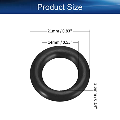 Bettomshin 5Pcs Fluorine Rubber O-Rings, 0.83x0.55x0.14 Black Metric FKM Sealing Gasket for Replacement Machinery Plumbing and