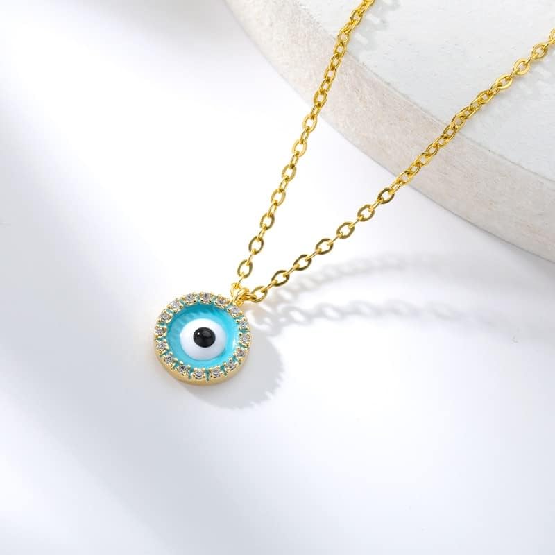 Ttndstore Blue Evil Eye приврзоци ѓердан за жени мажи Турција Злоти очи среќни ѓердан додатоци за накит - стил 1 - розово злато боја -48710