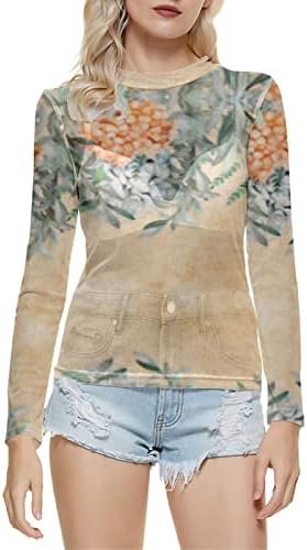 Свилен Врв за Женска Летна Мода Тркалезен Врат Блуза Со Долги Ракави Полу Женски Кошули И Блузи За Работа