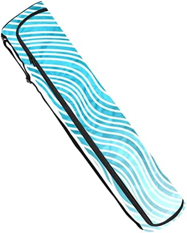 Апстрактни светло сини брановидни ленти јога мат носач торба со рамо од рамо за јога мат торба торба за плажа торба