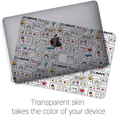 Винил чиста кожа компатибилна со MacBook Pro 13 2019 Pro 16 2020 Mac Air 13 2018 Retina 15 Air 11 Mac 12 Bunny Icons Cover Moder Friits Decal