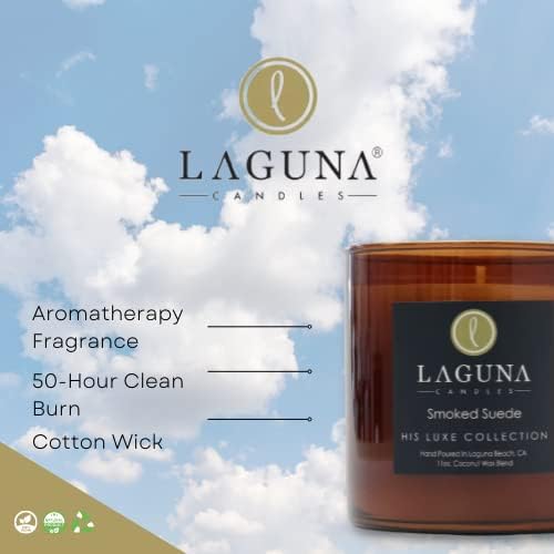 Свеќи од Лагуна | Неговиот луксуз | Пушена велур 11oz ванила пачули миризлива | Сертифицирана свеќа за веганска ароматерапија |