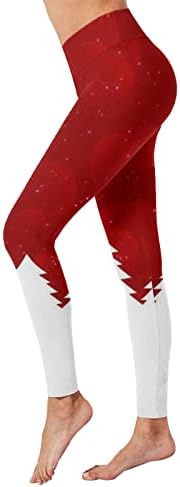 XXBR женски Божиќни јога панталони со високи половини и ирваси ирваси од снегулка печати хеланки за контрола на стомакот