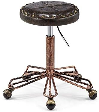 Килими хидролна столица на тркалото ， вртено столче со кафеава пун-синтетичка кожа седиште ， прилагодлива висина 48-58 см ， Поддржана тежина 160 кг ， лаш столф за уба