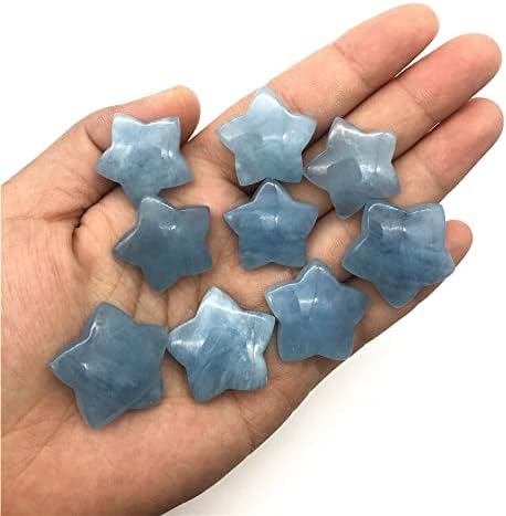 Shitou2231 1pc Природни сини акумарински кварцни кристали во облик на starвезда во форма на камења за лекување DIY природни камења и минерали заздравувачки камења