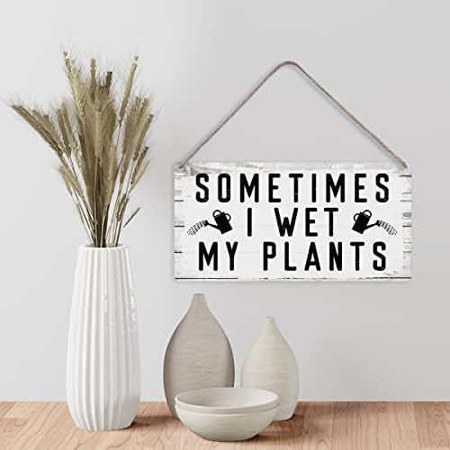 Понекогаш ги навлажнувам моите растенија домашен wallид декор дрвени знаци градина рустикален виси wallиден плакета знак за растенија