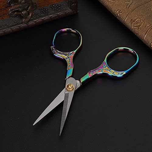 Ретро ножици, елегантен дизајн лесен занаетчиски ножици не'рѓосувачки челик додатоци за шиење широко применета погодност за обликување на веѓите