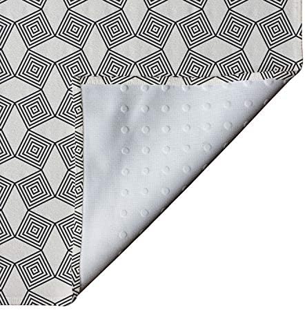Ambesonne Minimalist Yoga Mat крпи, модерни геометриски квадрати со внатрешни ленти Симетрично апстрактно уметничко печатење, не-лизгање на потта