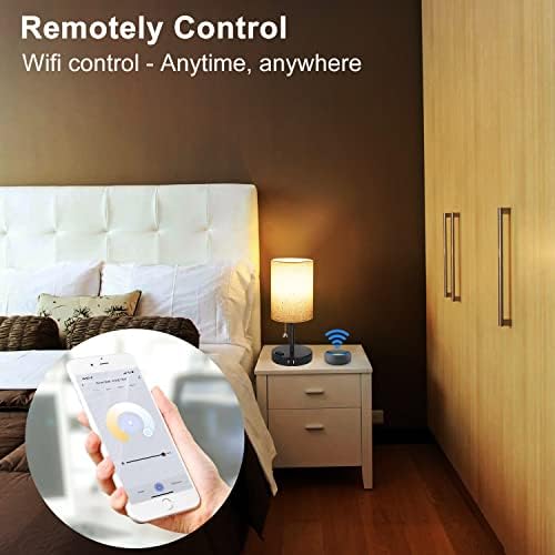 Abboraunt паметни светилки во кревет за спални соби со 2 USB порти и излез, музичка синхронизација RGB -ламба за промена на