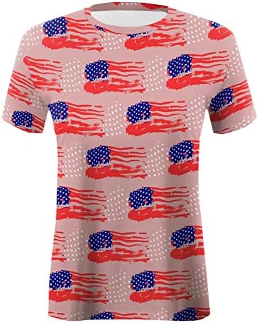 Женска кошула женска случајна ден за независност Печатен краток ракав О вратот маица врвни Божиќни кошули за бејзбол