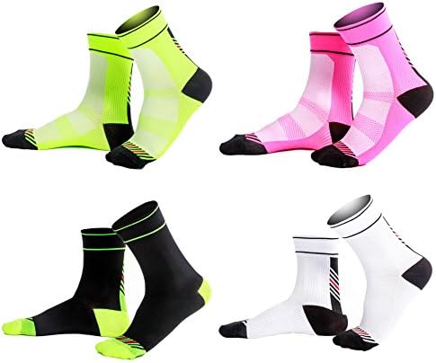 Гууморни чорапи за велосипедизам - 4 пакети жени жени остануваат во компресија за обука на компресија