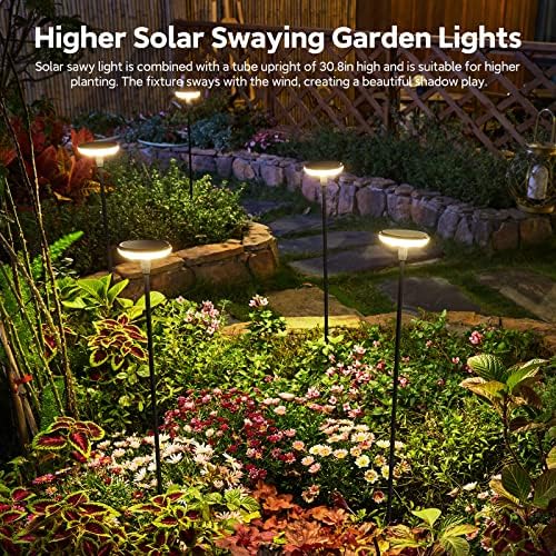 ЛЕМИ Соларни Надворешни Светла Градинарски Декор, 6 Пакети Супер Светли Соларни Градинарски Светла На Отворено Водоотпорни, Сончево Светло