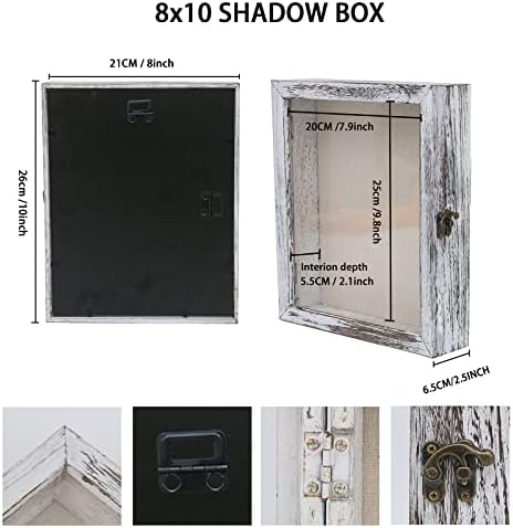 Reowiodon Rustic Dood Shadow Box Rame, рамка за прикажување на кутии со бела сенка, рамка за слика од 5x7 кафеава слика со МАТ, Меморијална
