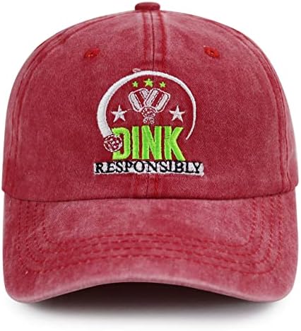 Gxaxyoupe dink Одговорно кисела капа за мажи, смешни подароци за топки од пикбол, прилагодливи везени бејзбол капа