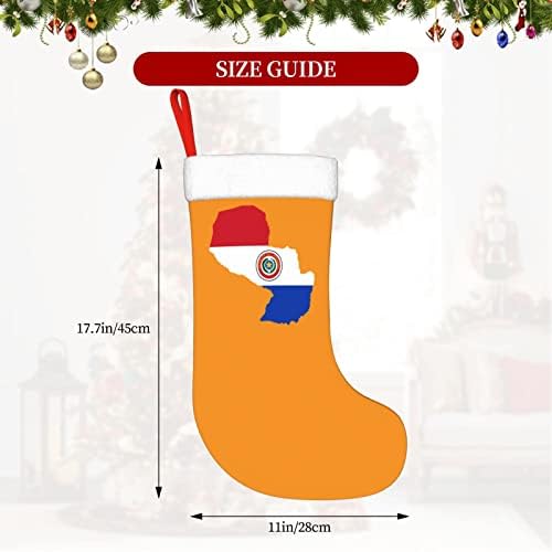 Мапа на знамето на падобранот на парчињата, Божиќно декорација Класичен декорација Класичен 18 инчи камин виси чорап