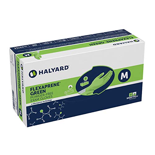 Зелените нараквици на Halyard Flexaprene, технологија за хлоропрена, нестерилна, без прав, 3,5 мил, 9,5 , зелена, средна, 44794
