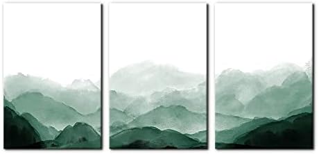 ПАЦИМО врамени платно печатење wallидни уметности зелени акварели планини во магла природа дивина илустрации модерно уметност рустикално сценско/мирно