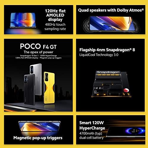 POCO F4 GT 5G + 4G LTE 256GB + 12 GB Фабриката отклучена 6,67 120Hz 64MP тројна камера +