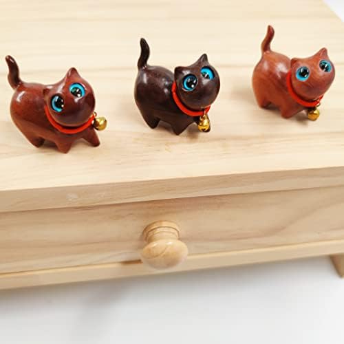 8 компјутери мали симпатични дрвени скулптури рачно изработени занаетчиски фигури за акценти за домашни украси, мачки кучиња полжав зајаче