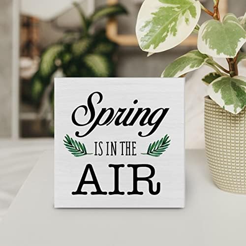 Селска фарма куќа пролетна дрвена кутија знак за декорирање на бирото за пролет е во цитат од воздухот дрвен кутија блок знак рустикален полица orkид